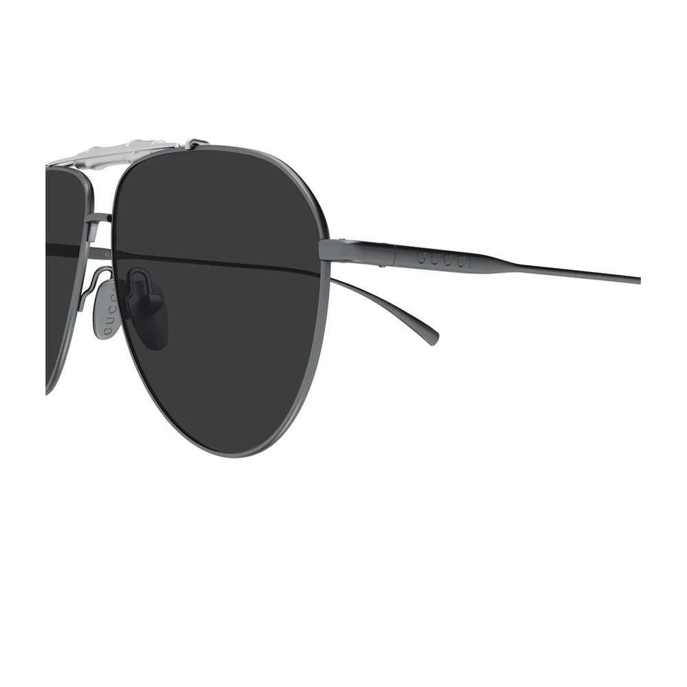 Pilot Sunglasses With Bamboo Detail And Gunmetal Frame