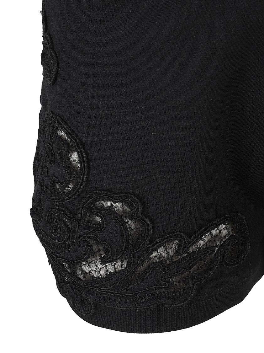 Black Shorts With Embroidery And Elastic Waistband