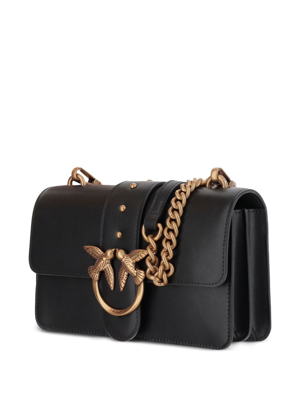 Rectangular Black Bag With Gold-Tone Chain Strap