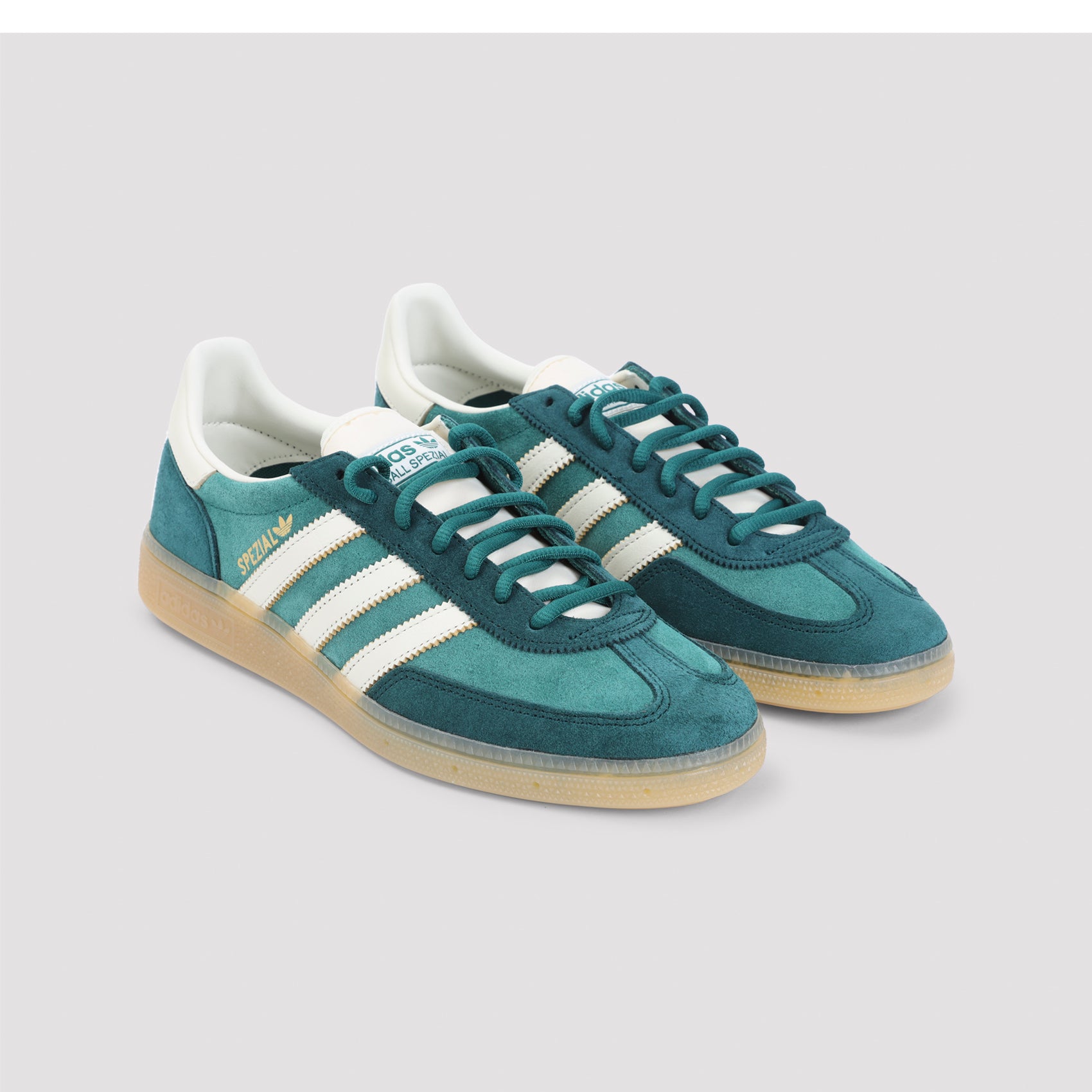 Muted Teal Sneakers With White Stripes