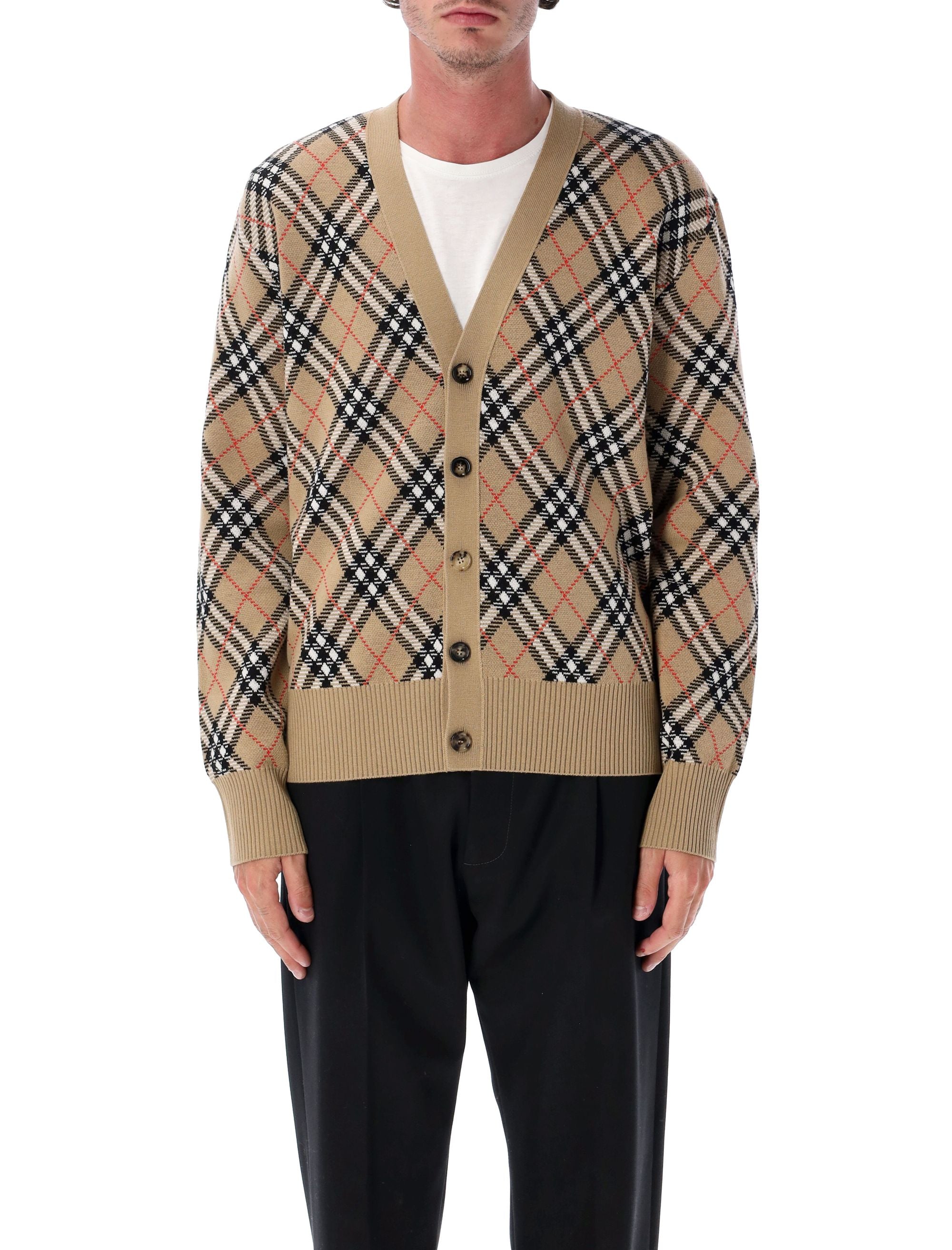 Check Wool Cardigan
