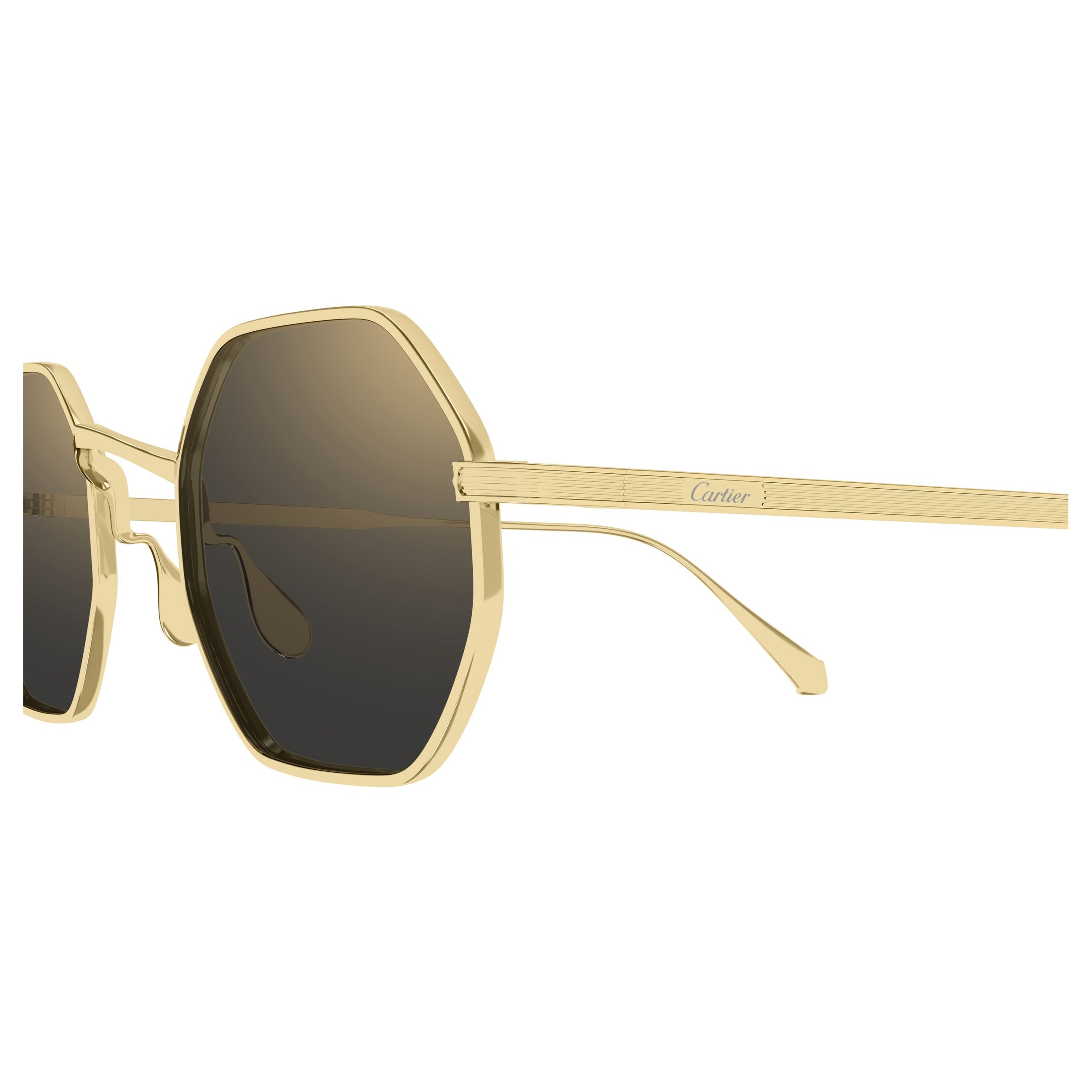 Octagonal Titanium Sunglasses With Polished Gold Finish