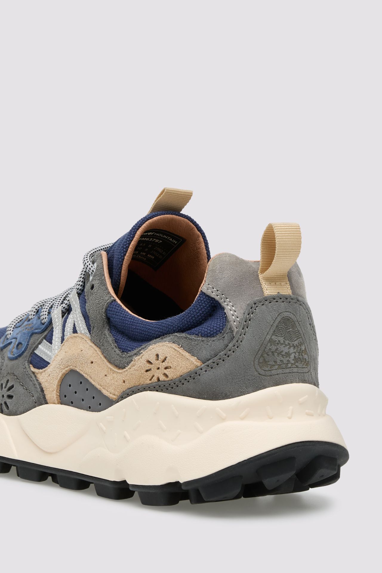 Layered Suede and Mesh Sneakers with Floral Cutouts