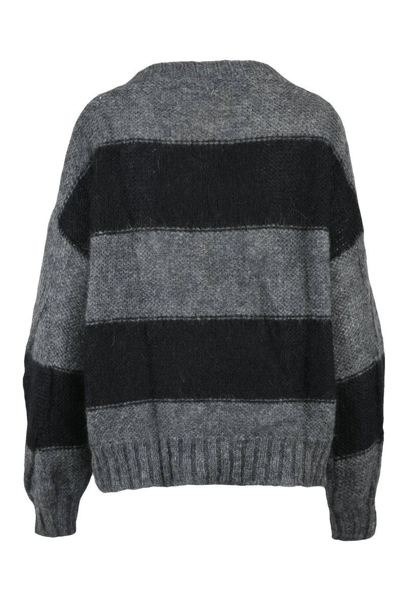 Mohair Crewneck Sweater - Black/Grey