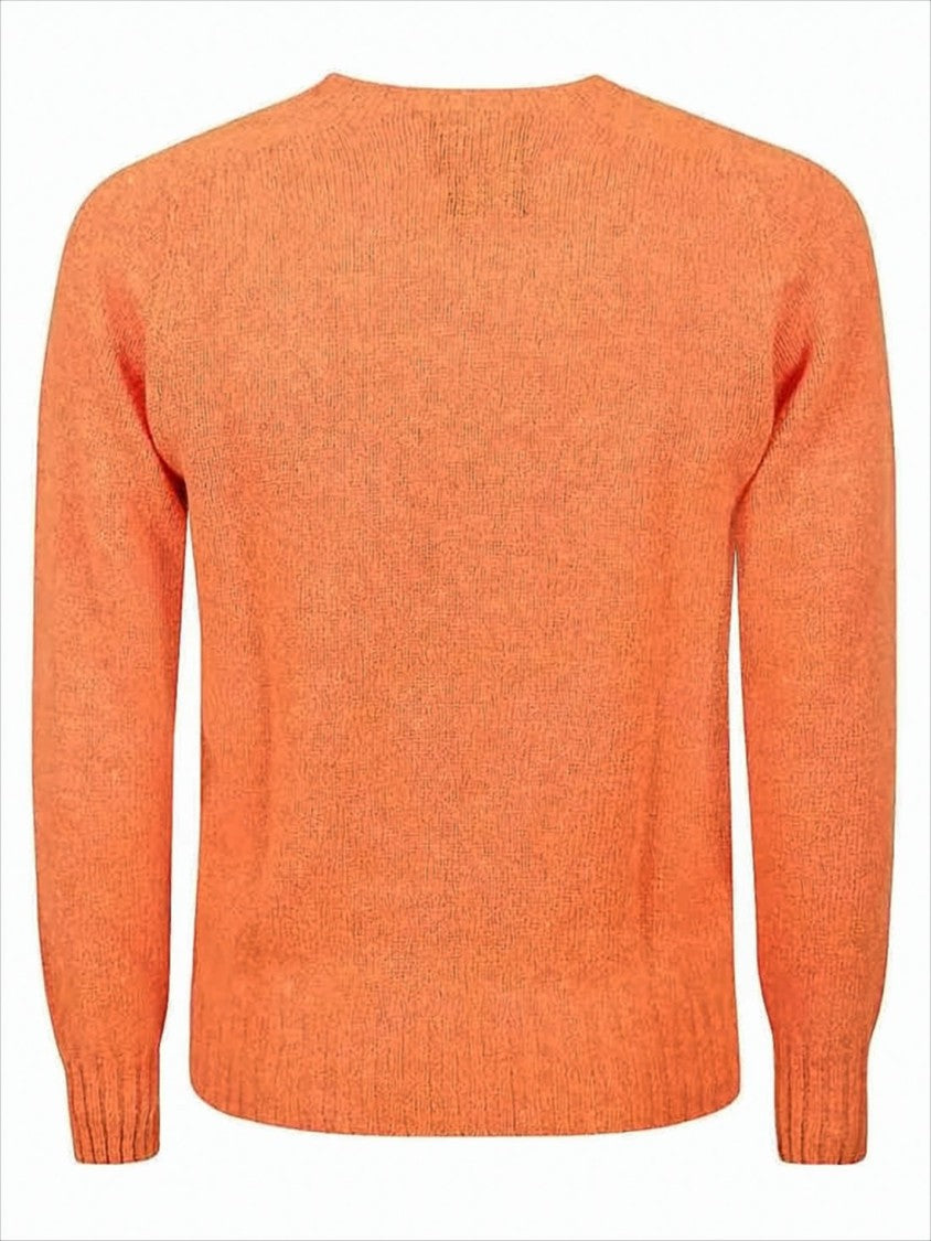 Orange Wool Sweater with Ribbed Details