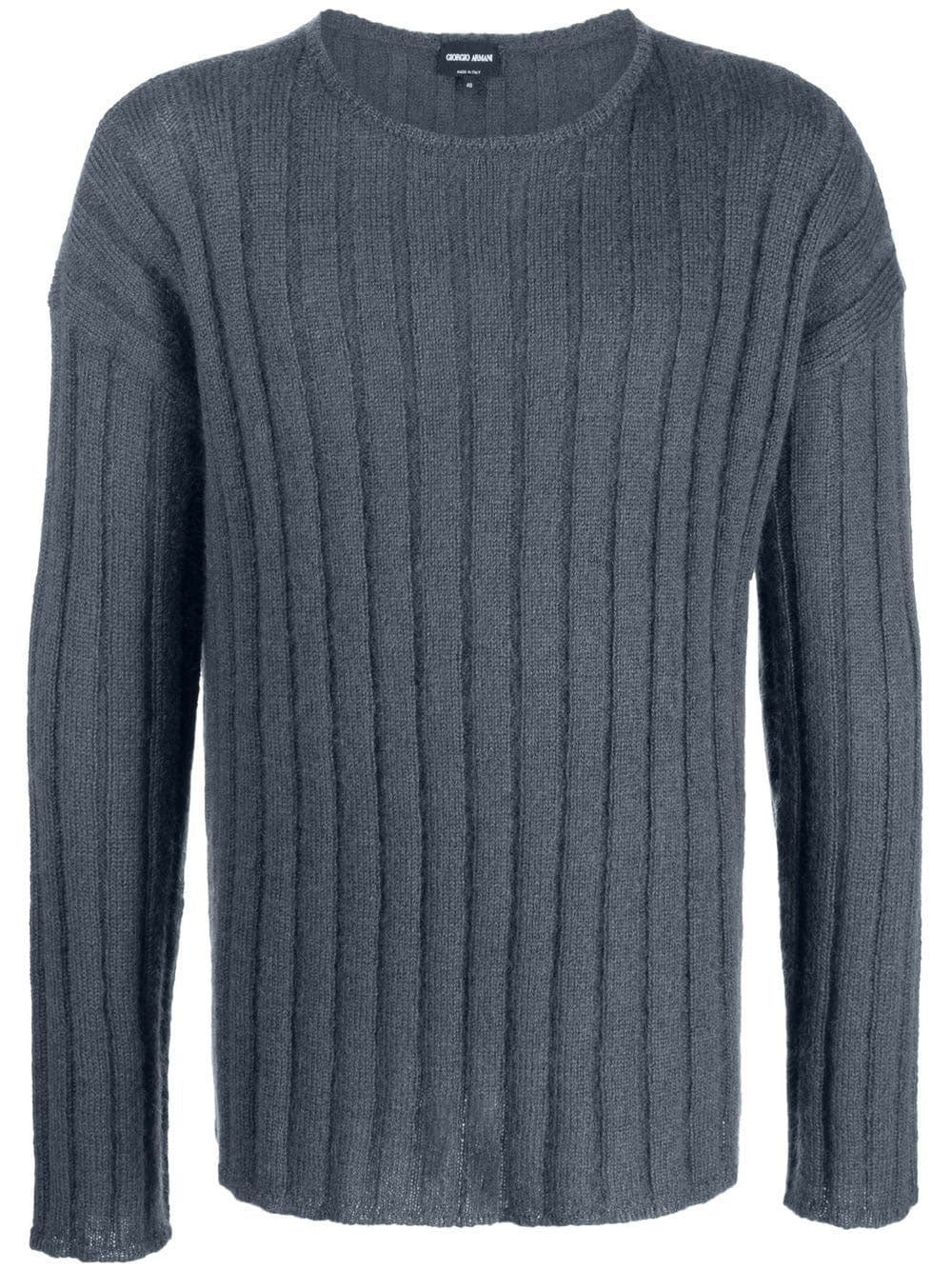 Black Ribbed Knit Wool Blend Sweater