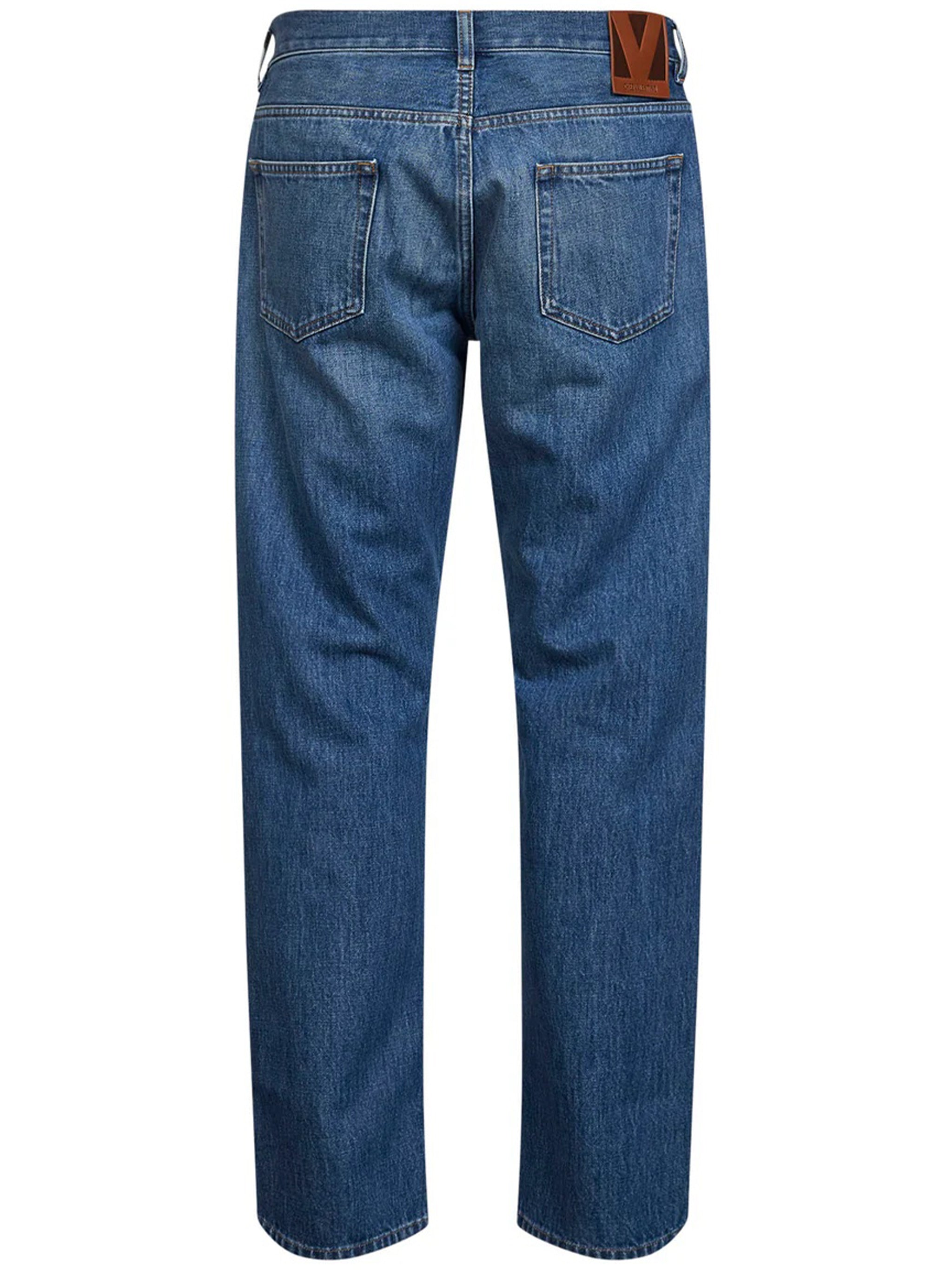 Medium Blue Straight-Leg Five-Pocket Denim Jeans