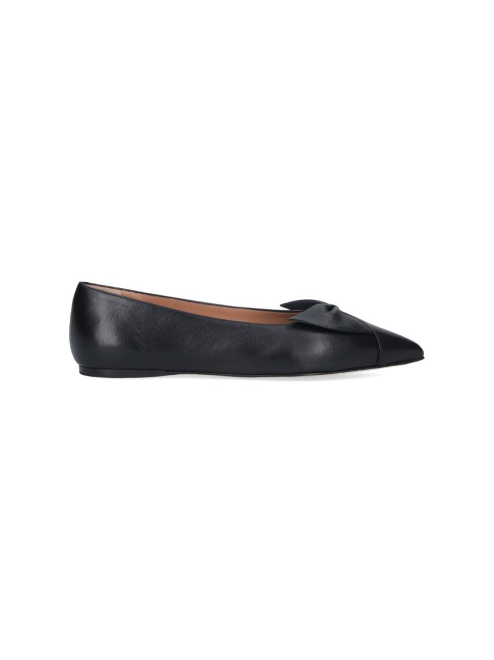 Pointed Toe Black Nappa Flats