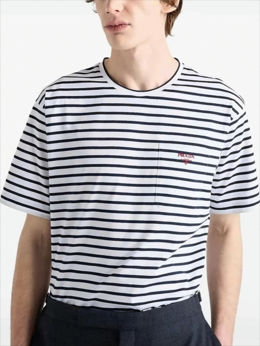 Horizontal Stripe Short-Sleeved Prada T-Shirt