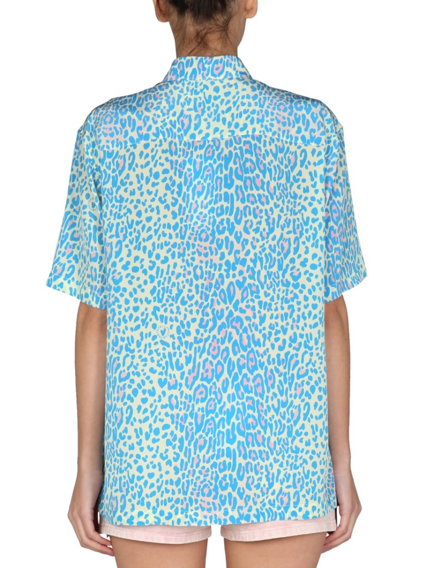 Short-Sleeved Silk Top With Pointed Collar