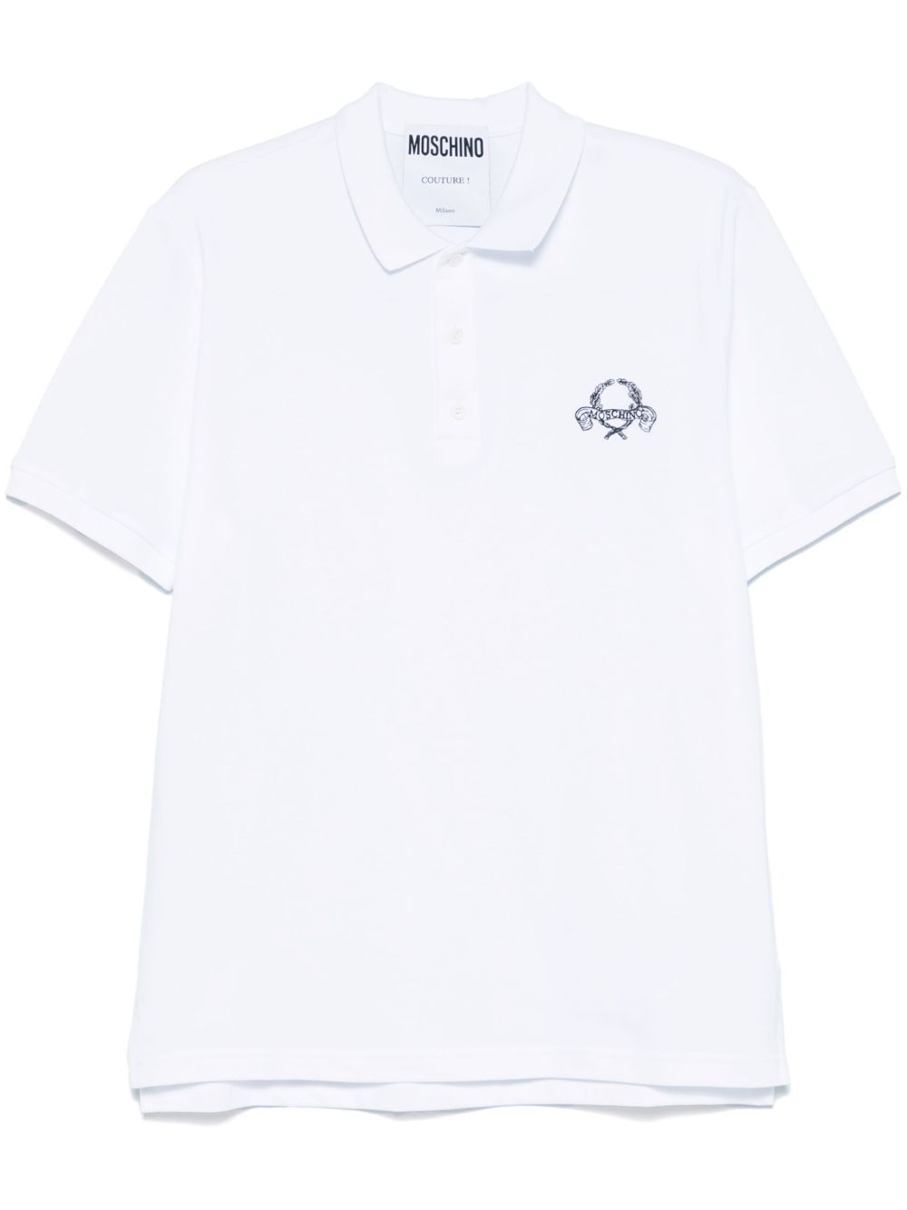 Signature Teddy Bear Motif White Polo Shirt