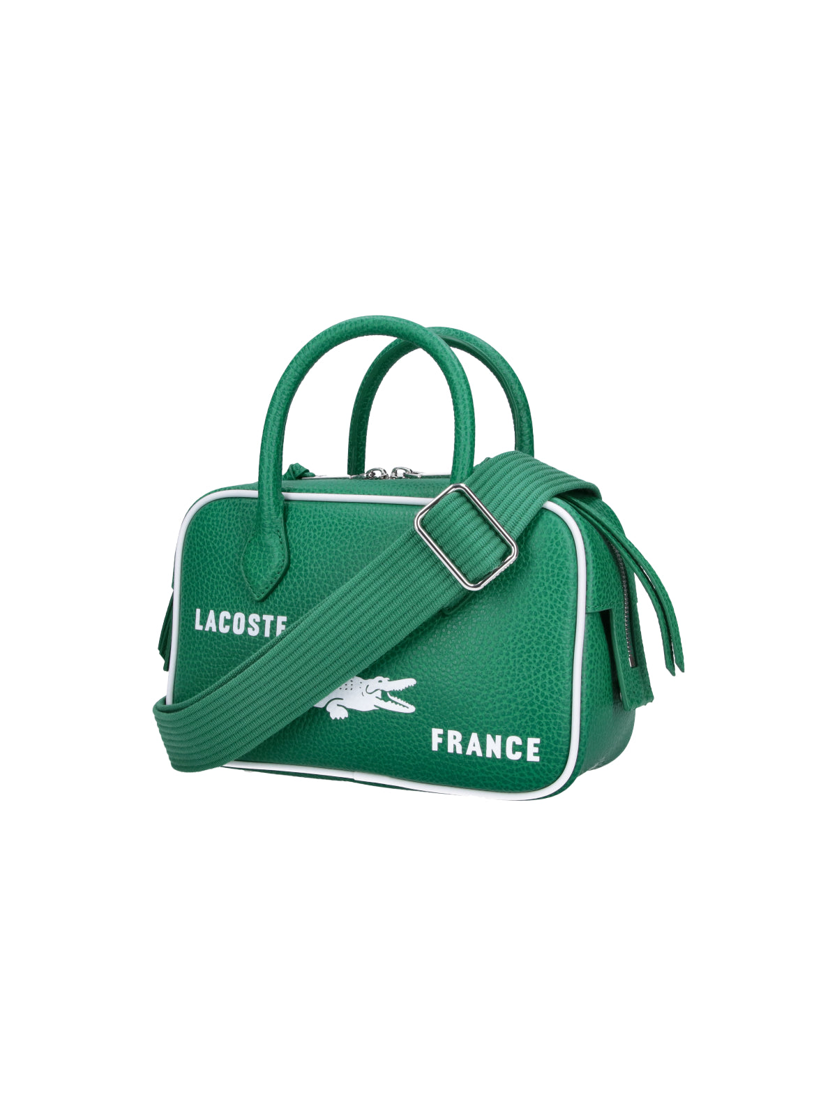 Green Textured Leather Rectangular Shoulder Bag