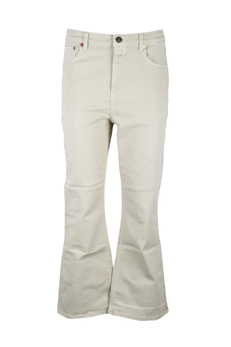 Flared Leg Beige Jeans