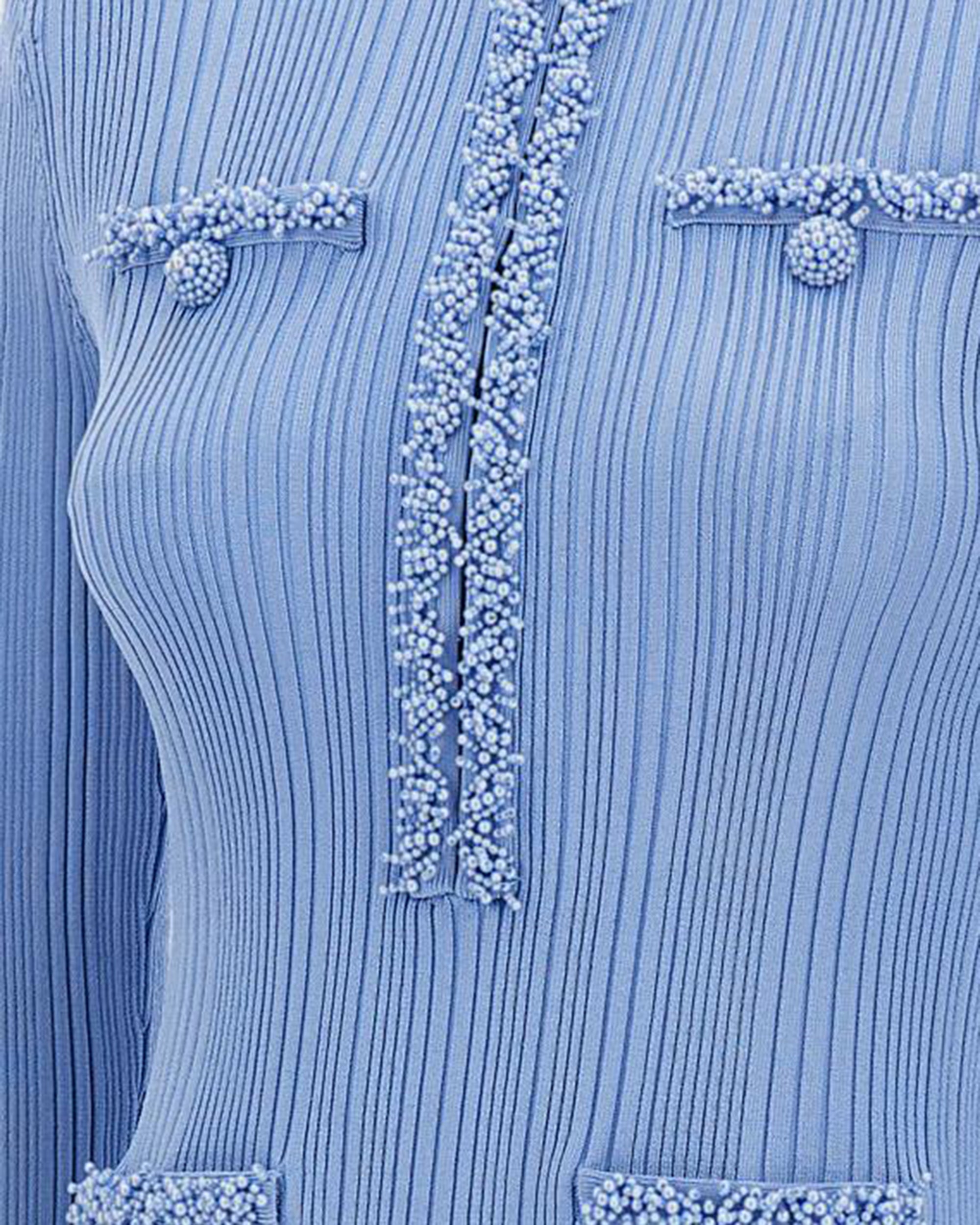Mini Dress with Pearl Embellishments and Flared Sleeves