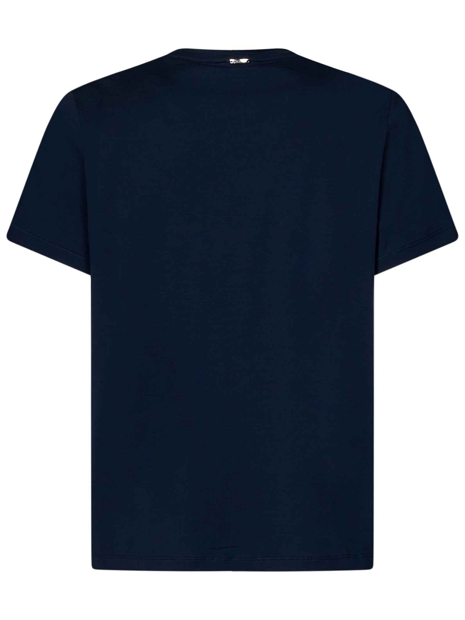 Classic Blue Crewneck T-Shirt With Logo Plate