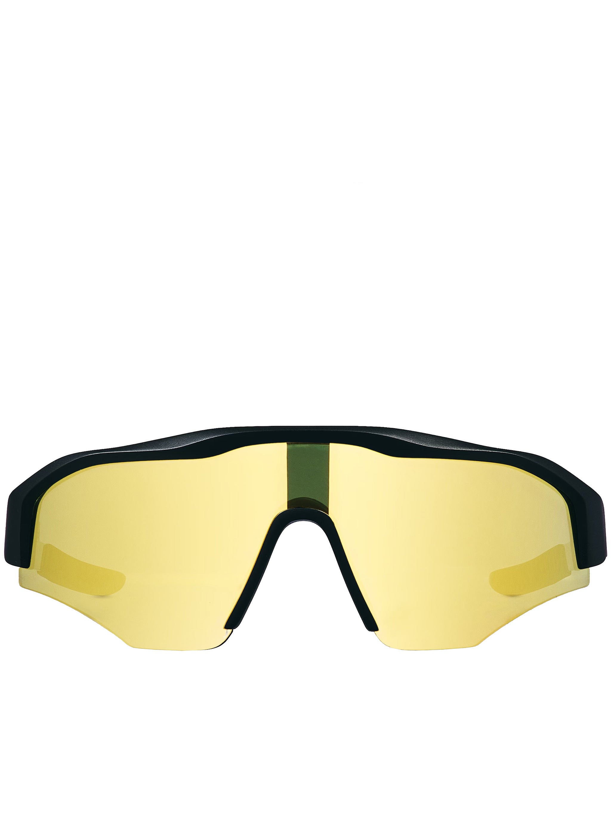 Black Futuristic Shield-Style Bold Logo Sunglasses