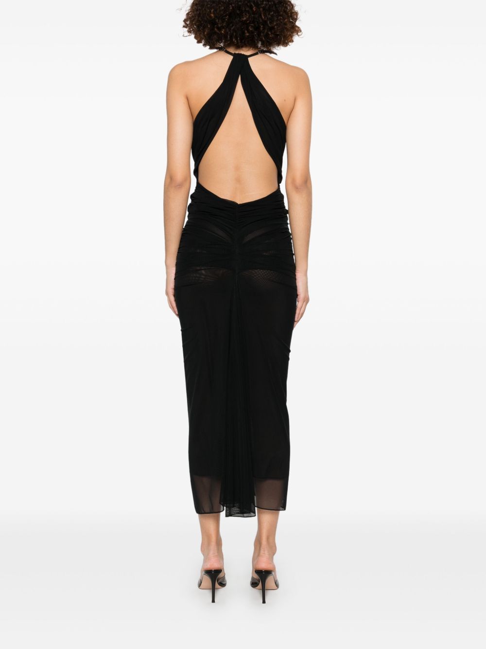 Halterneck Black Midi Dress