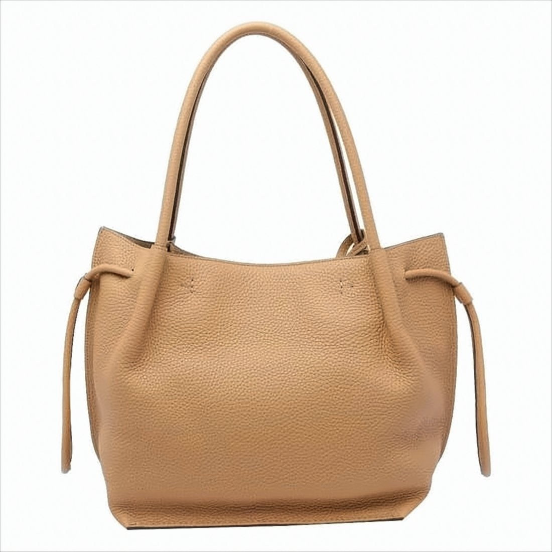 Textured Leather Shoulder Bag with Refined Metallic Charm