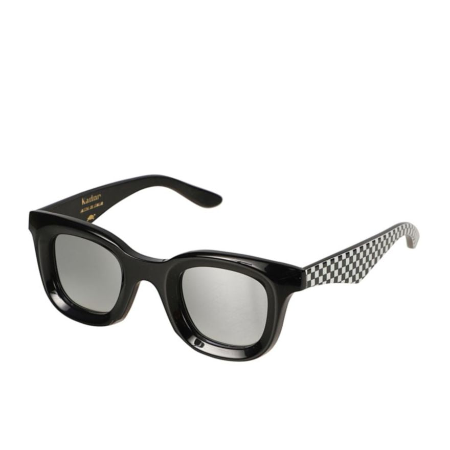 Joya Checkerboard Pattern Sunglasses with Gradient Grey Lenses