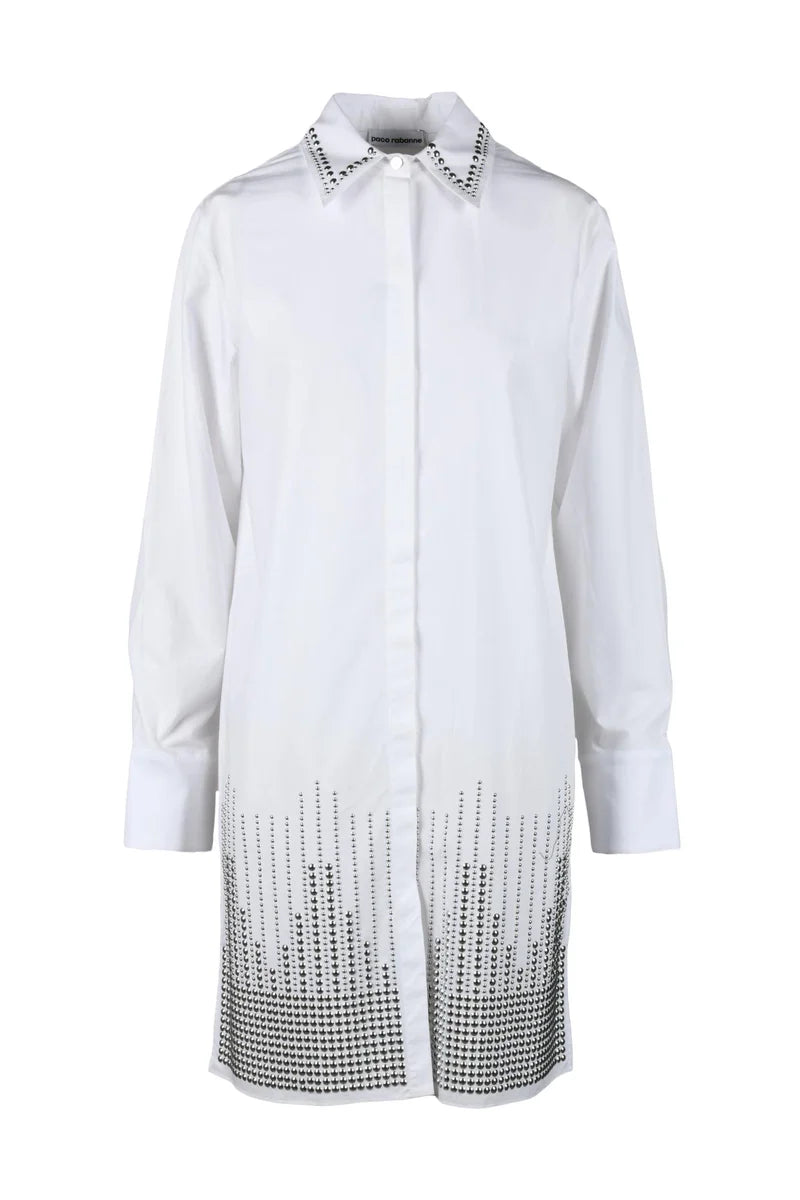 Indigo Cotton Shirt with Geometric Dot Pattern