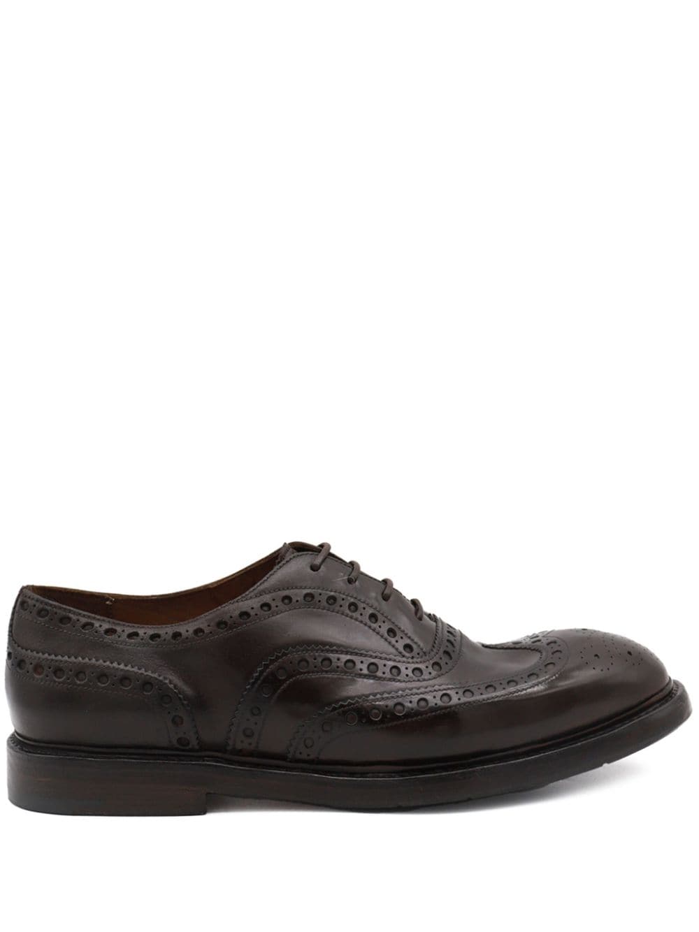 Brogue Flat Shoes in Coffee Brown Calf Leather