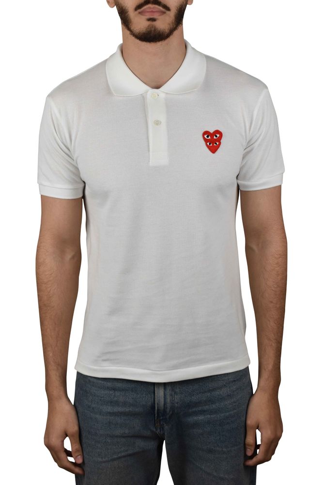 Cotton Polo Shirt With Iconic Heart Emblems
