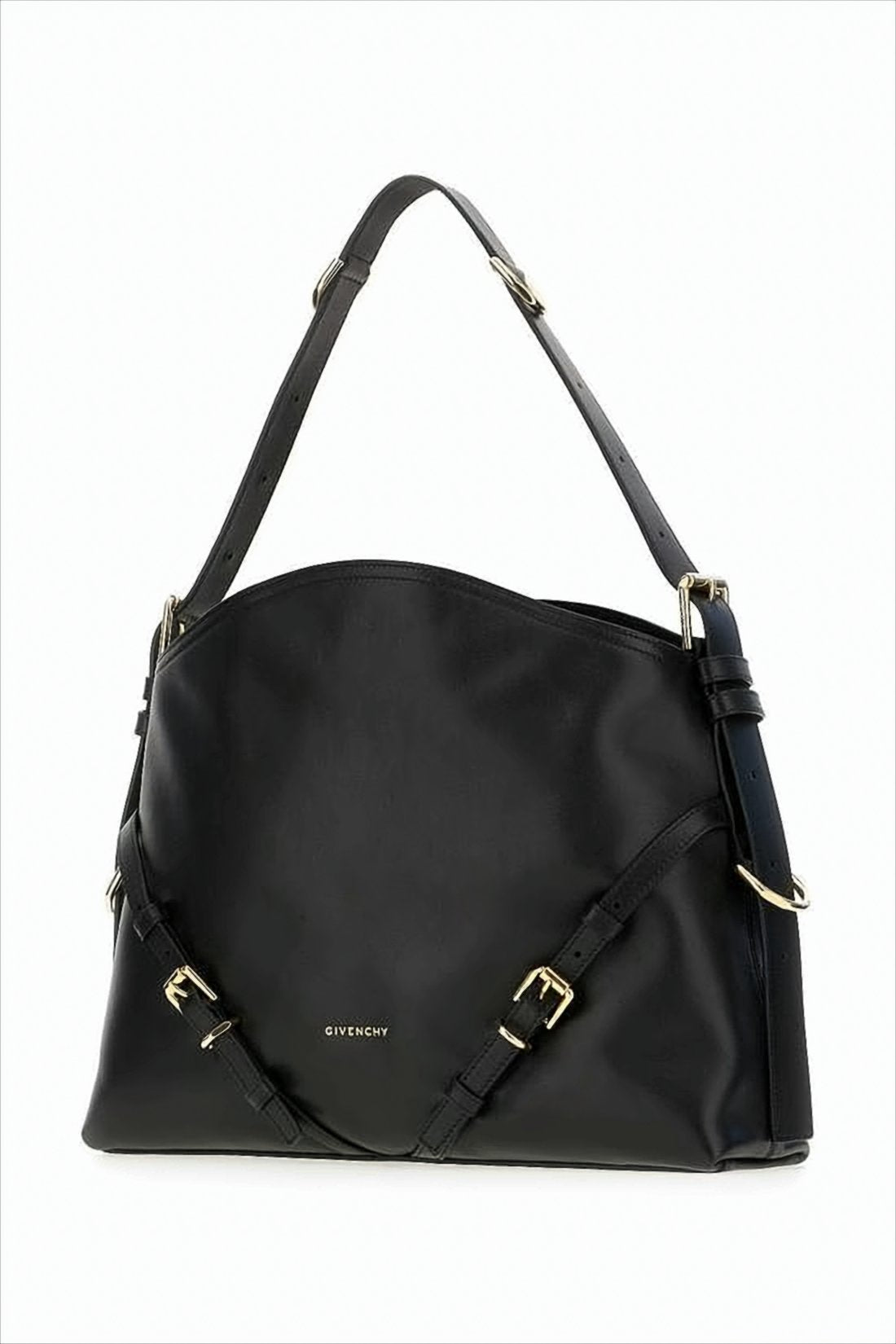 Minimalist Black Calf Leather Shoulder Bag