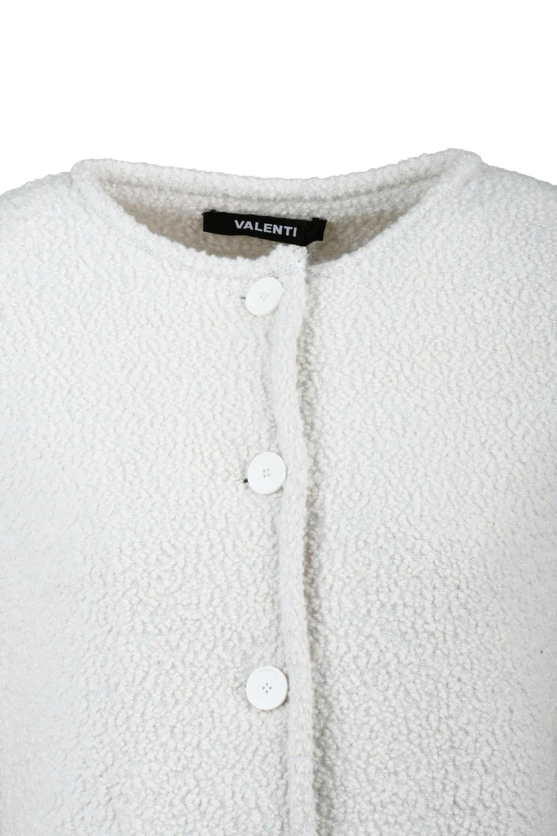 Crew Neck Wool Jacket - White