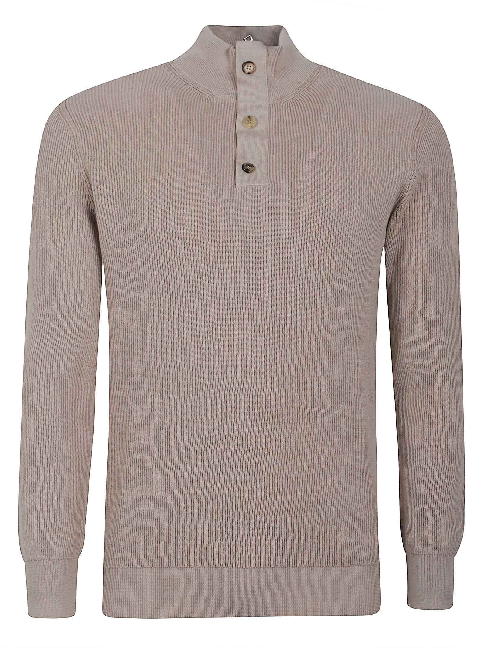 Ribbed Knit Sweater with High Collar