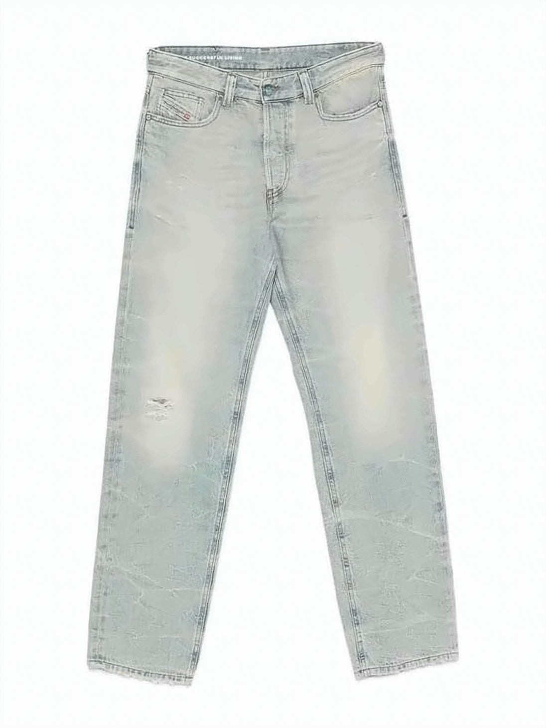 Light-Wash Denim Jeans with Relaxed Straight-Leg Fit