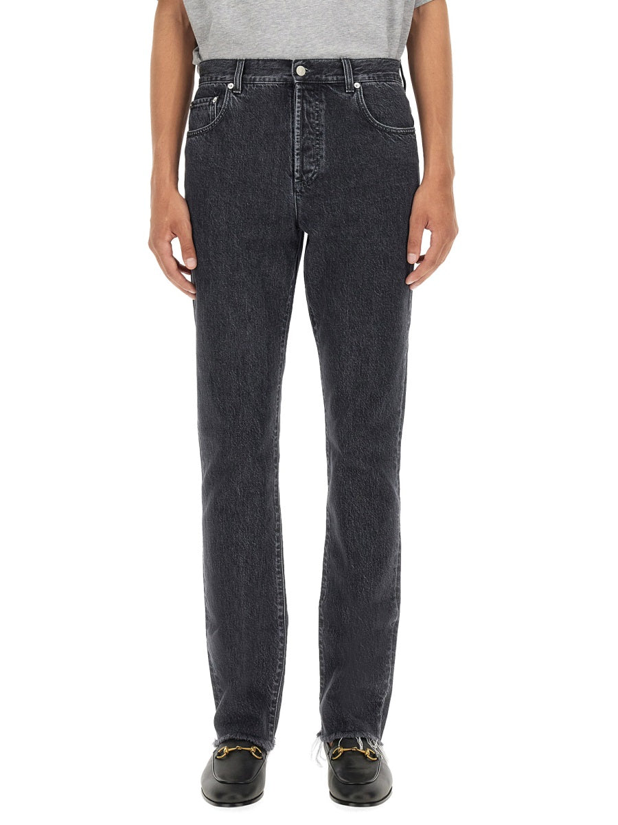 Straight-Leg Denim Pants with Traditional Five-Pocket Design
