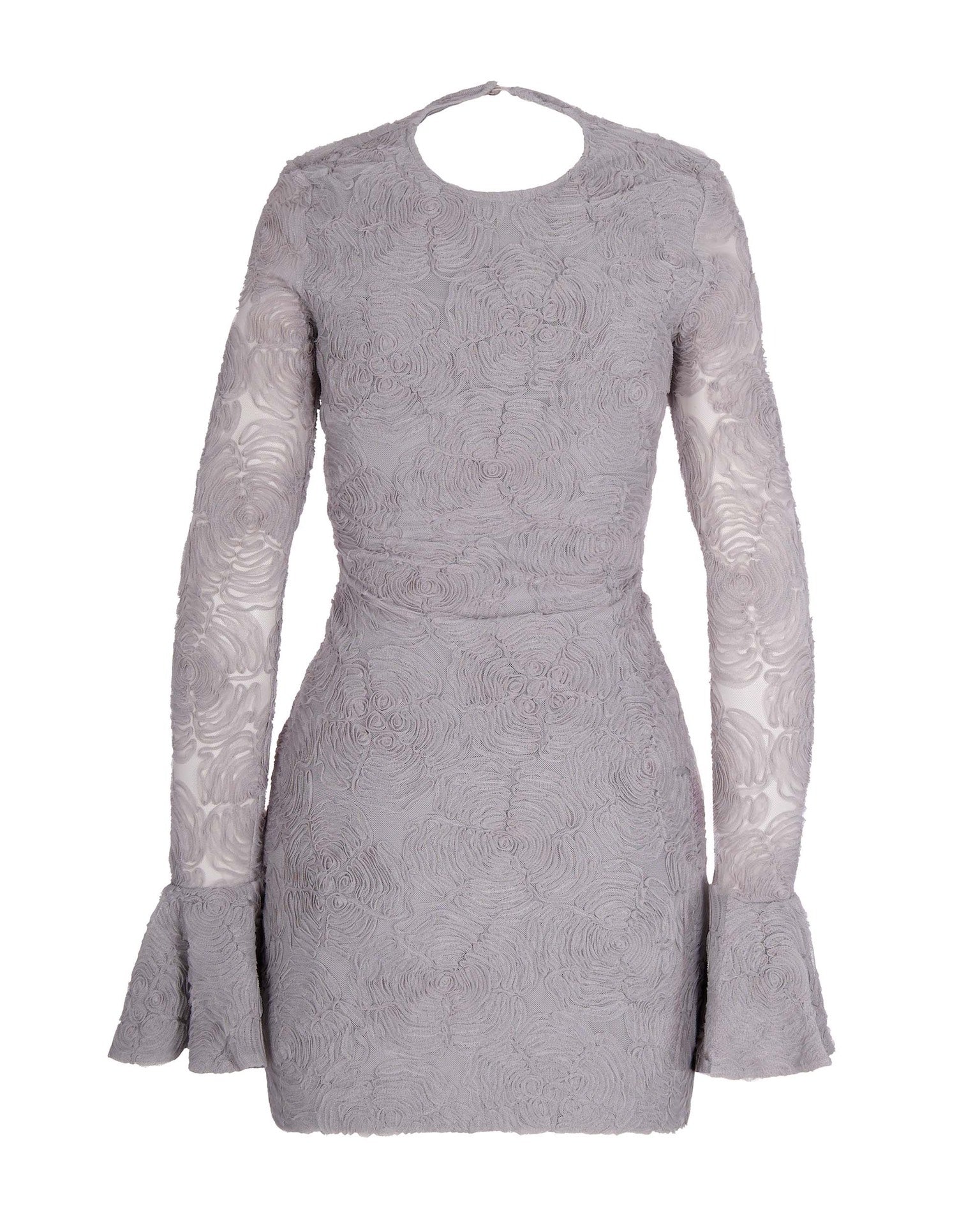 Gray Violet Frill Mesh Mini Dress