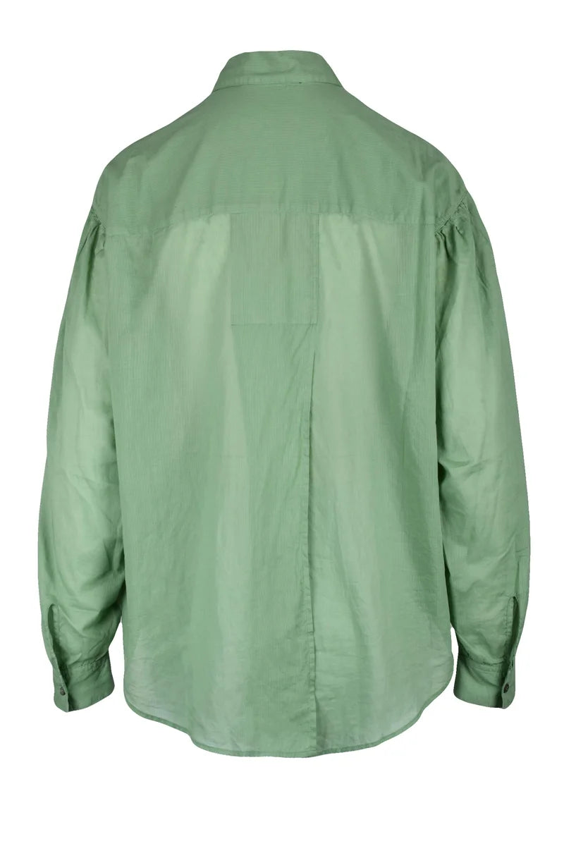 Relaxed Fit Green Brushed Cotton Shirt