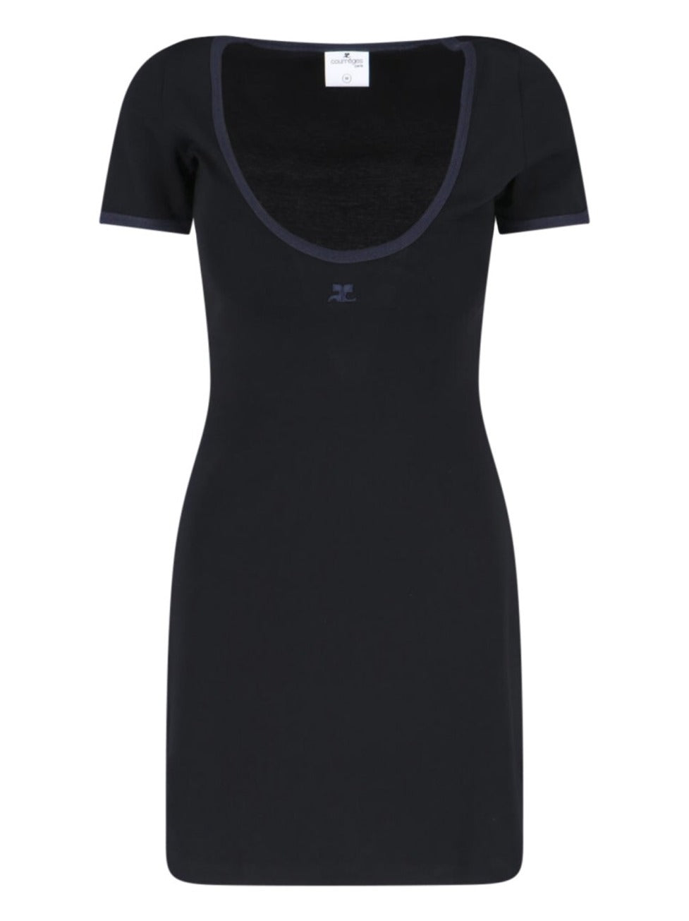 Ribbed Black Mini Dress With Blue Accents
