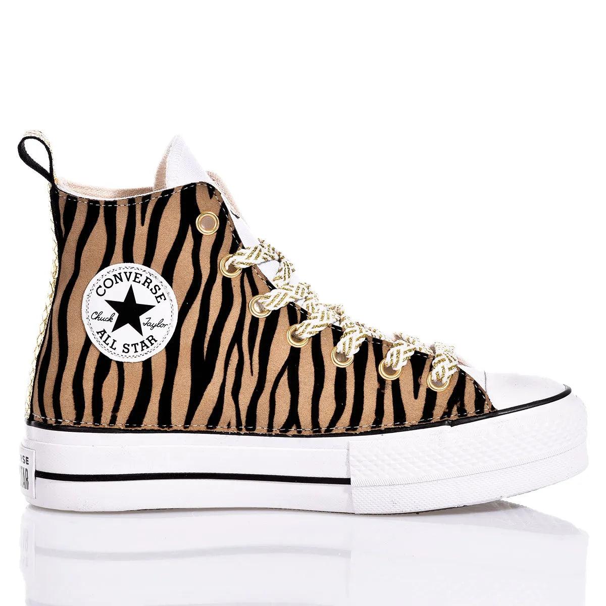 High-Top Platform Sneakers with Striking Zebra Print Detail