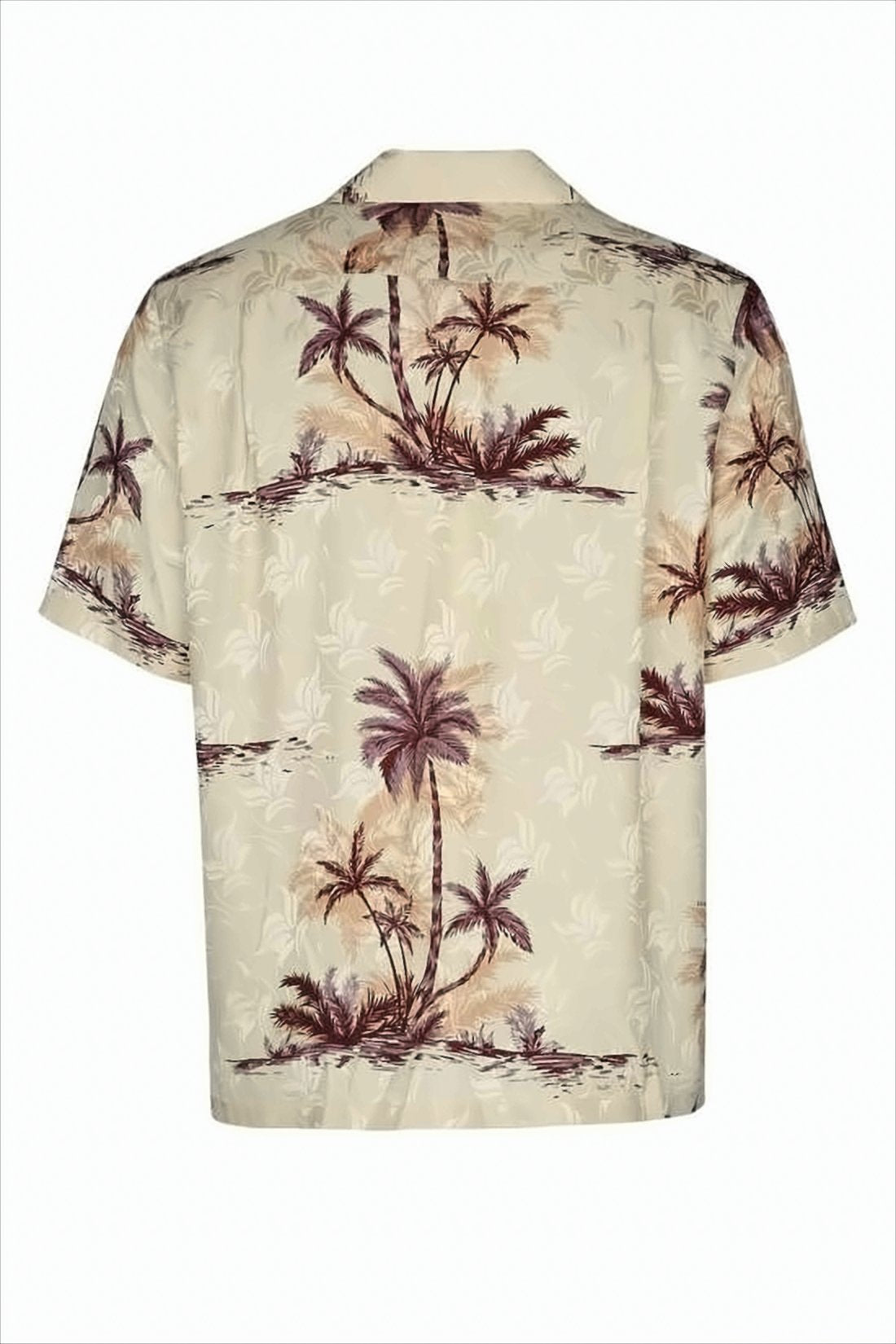 Tropical Palm Print Silk Short-Sleeve Shirt