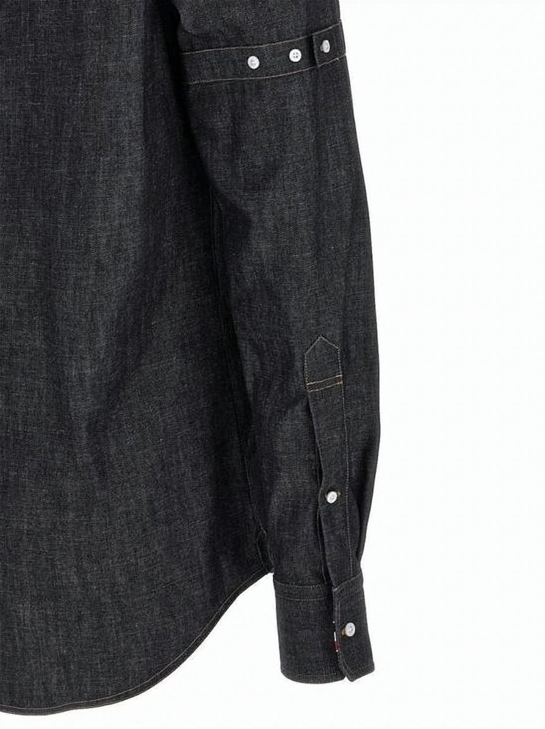Denim Button-Down Shirt with Contrast Stitching