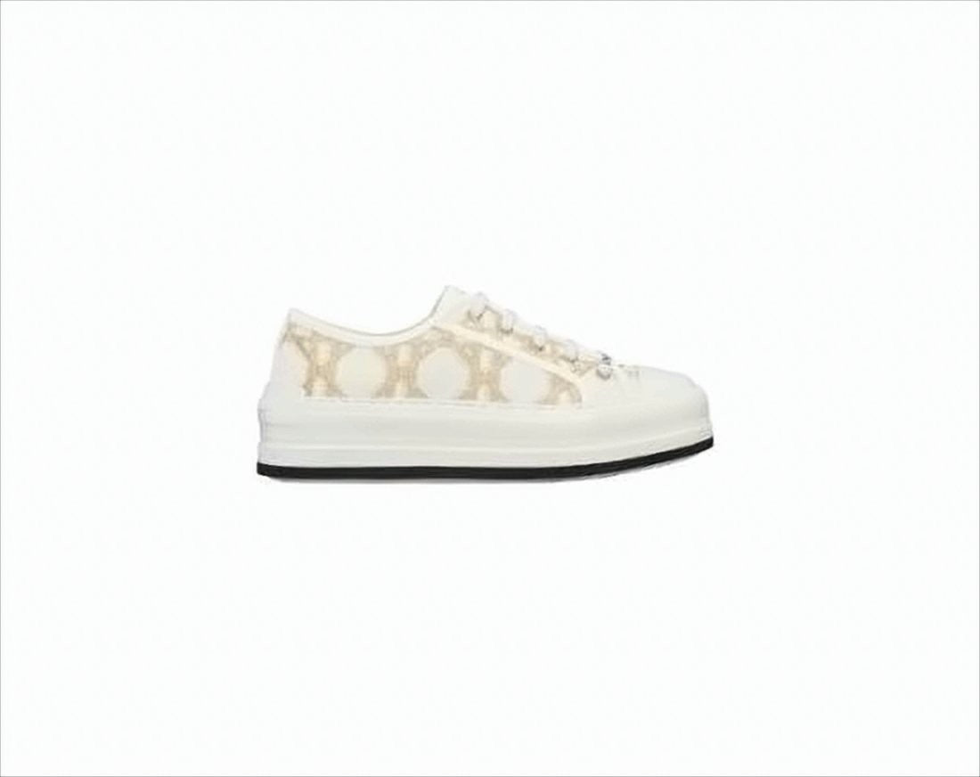 Canvas Low-Top Sneakers with Monogram Pattern and Platform Sole