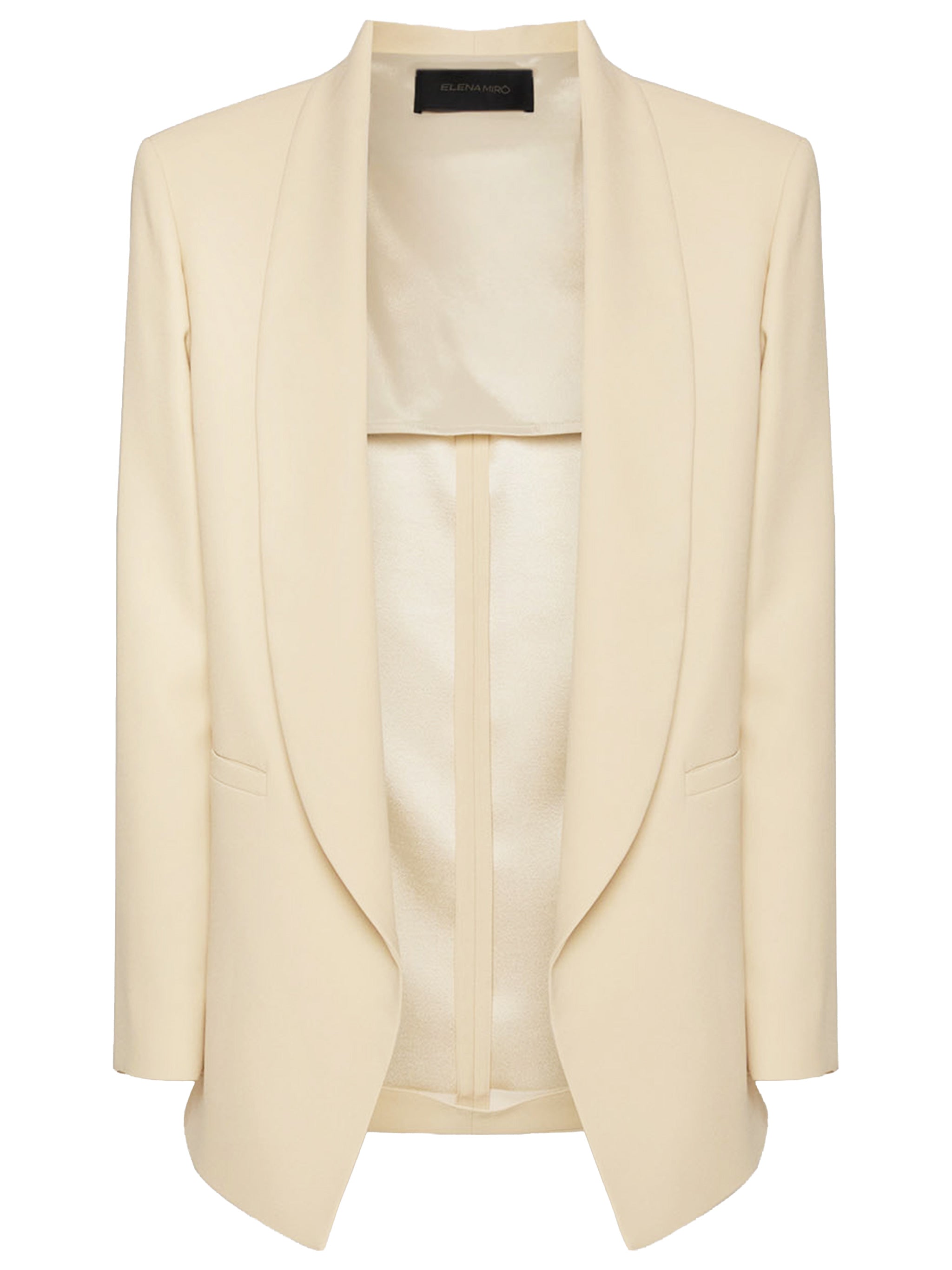 Tailored Open-Front Shawl Collar Black Blazer