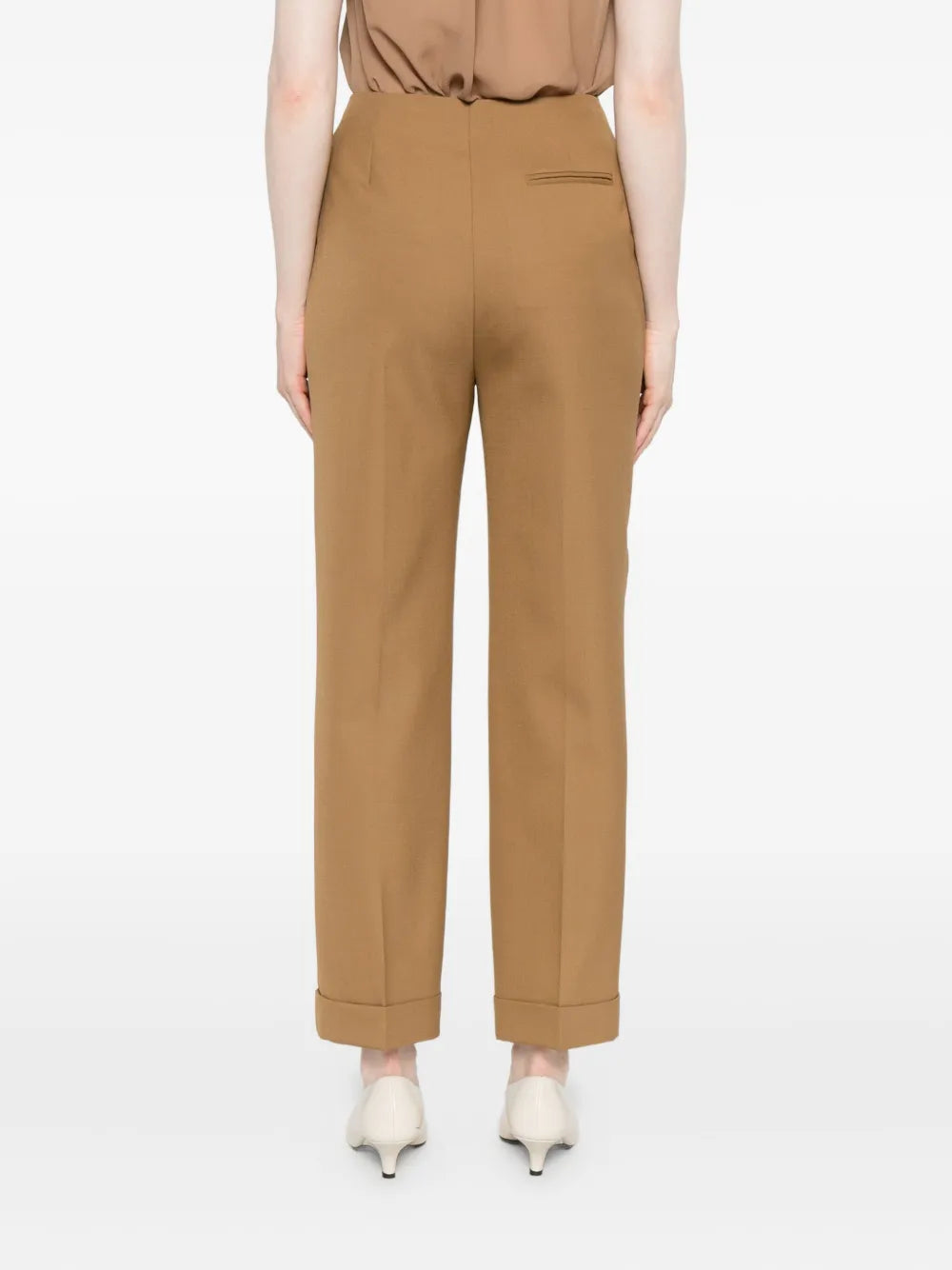 Straight-Leg Tailored Pants with Mid-Rise Waist
