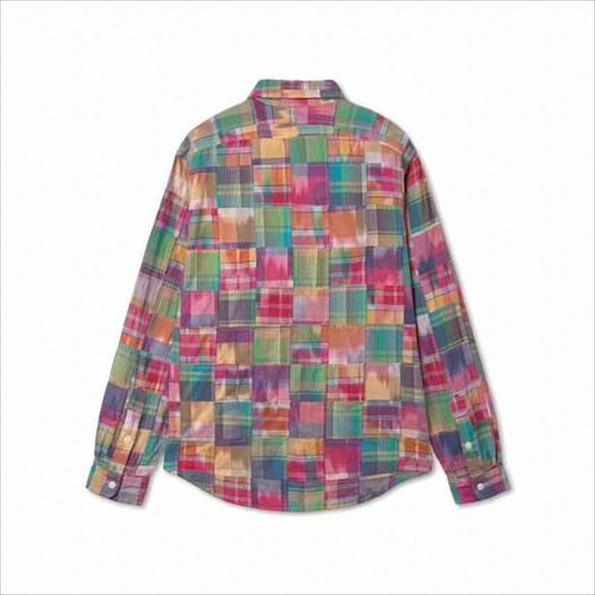 Patchwork Long-Sleeve Casual Shirt with Classic Collar