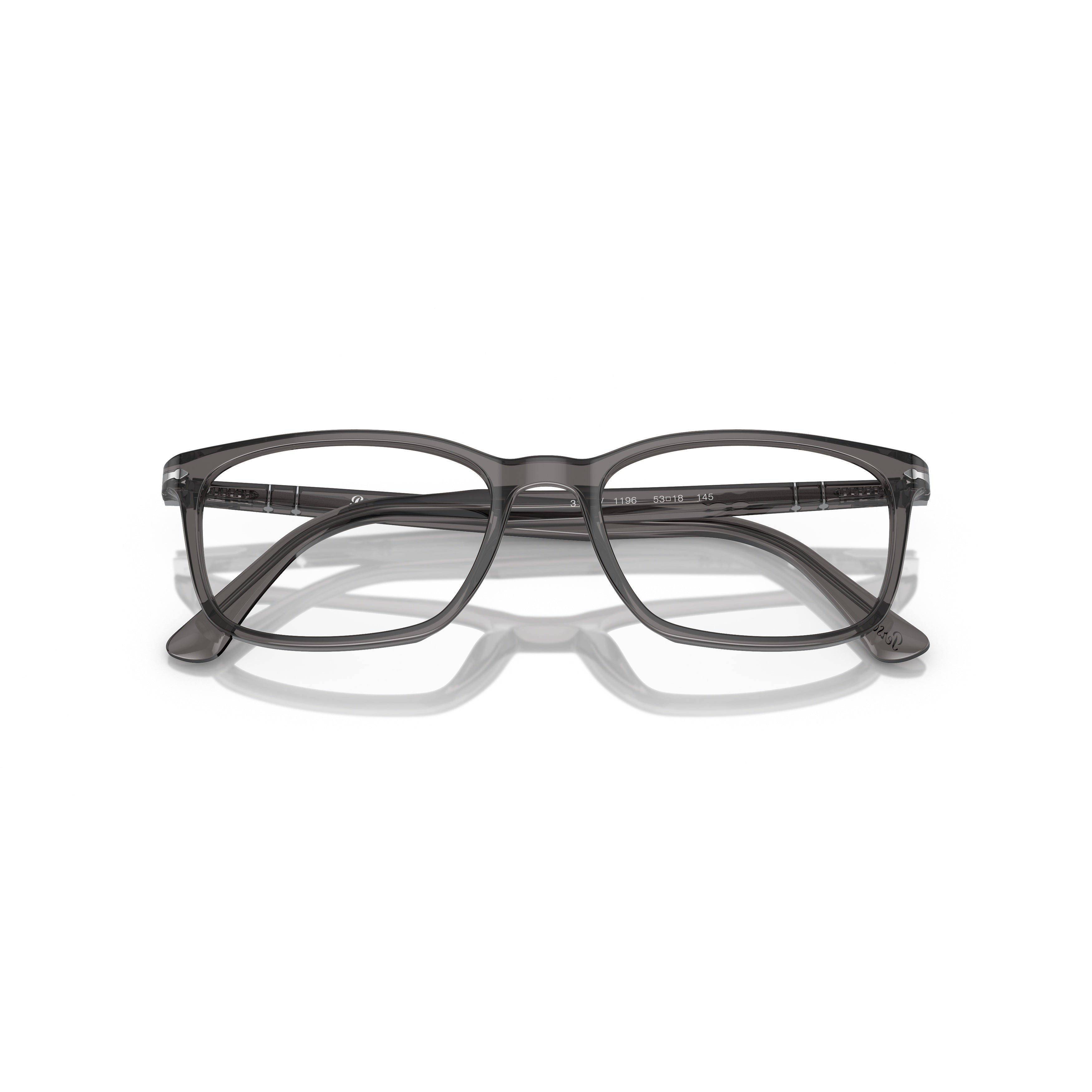 0po3189v Translucent Grey Acetate Eyeglasses with Metallic Accents