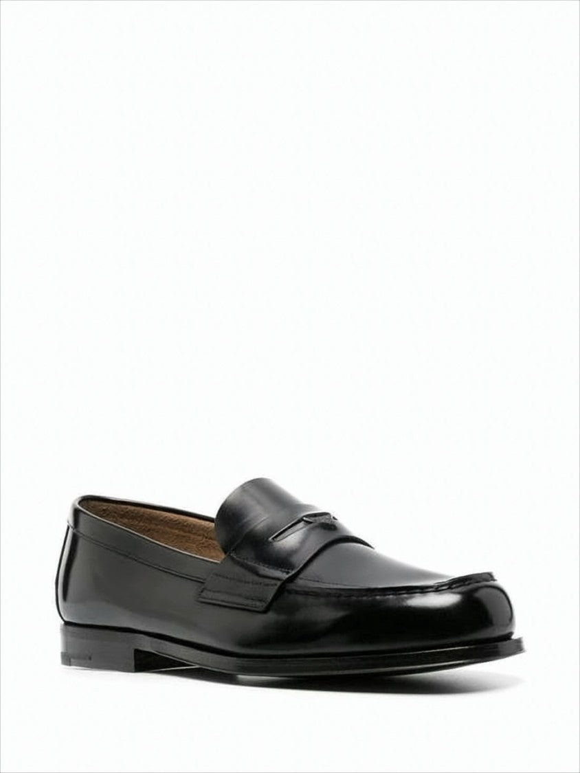 Polished Black Leather Loafers