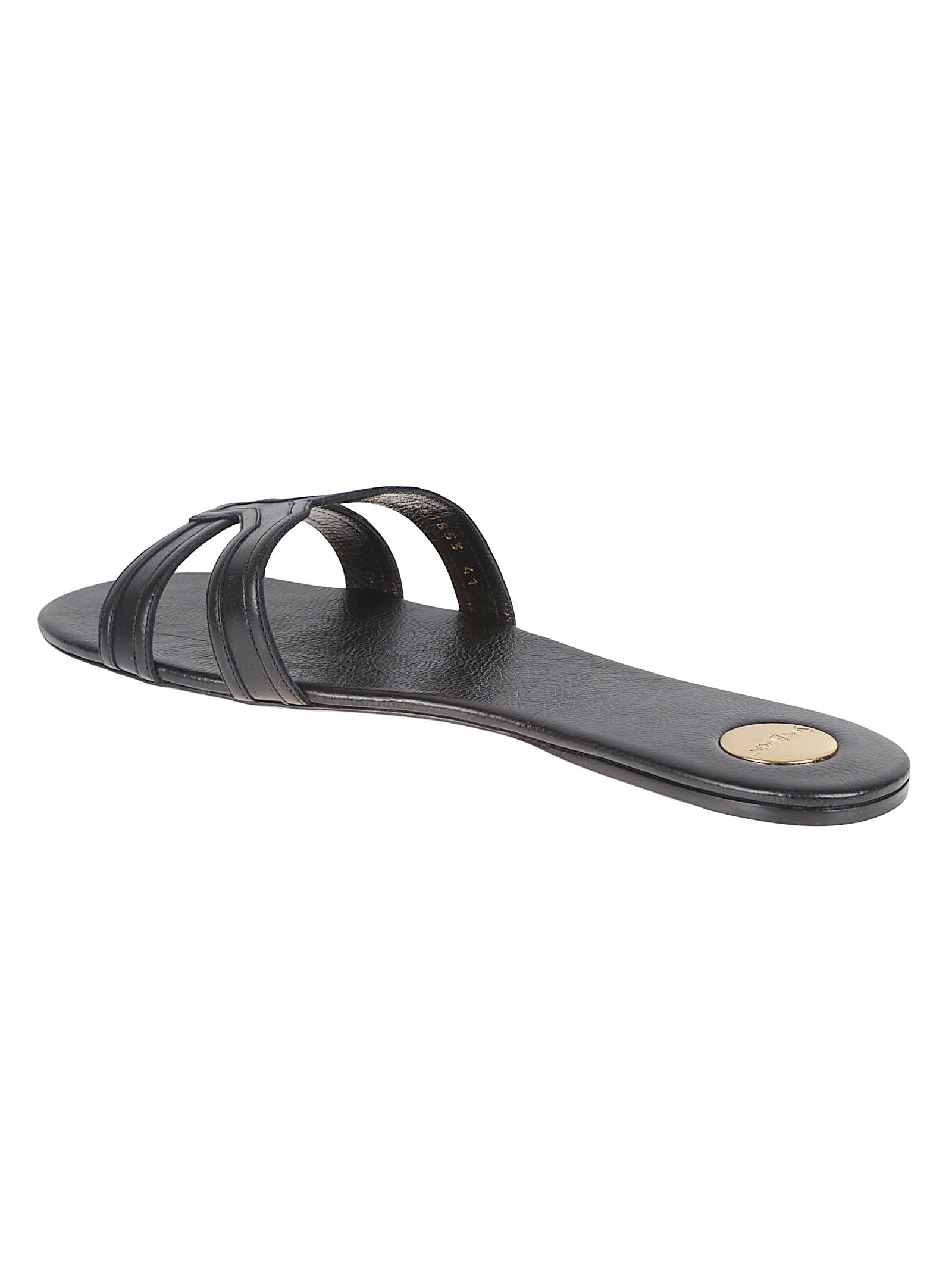 Rounded Toe Sandals with Double Thick Strap and Leather Sole