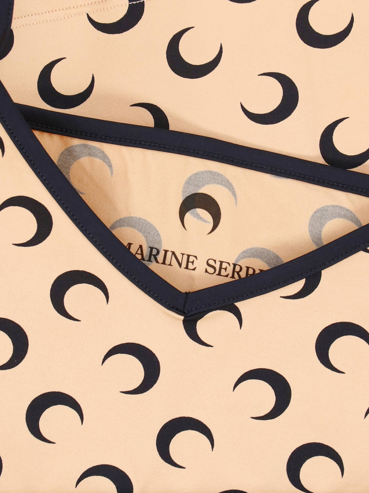 Beige Moon Pattern Fitted Tank Top