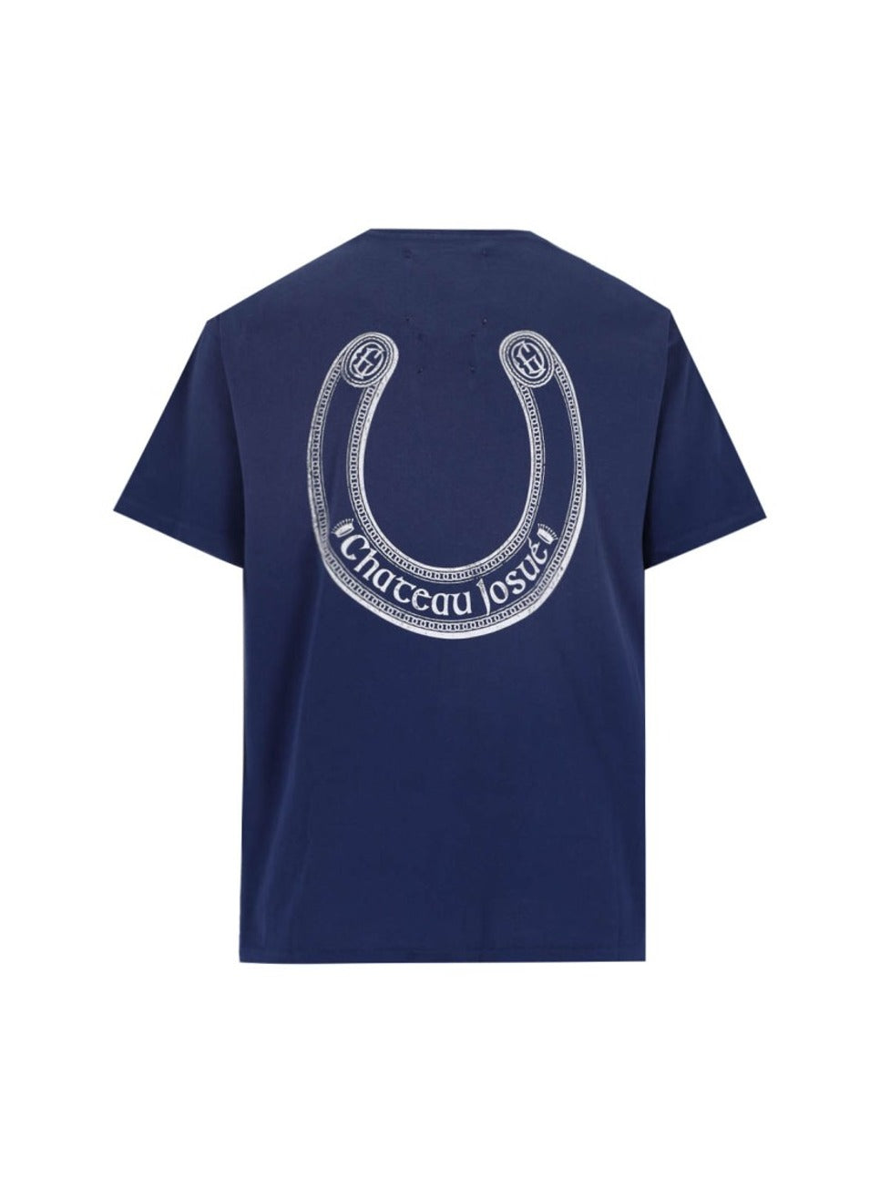 Vintage-Style Blue Cotton T-Shirt With Contrast Logos