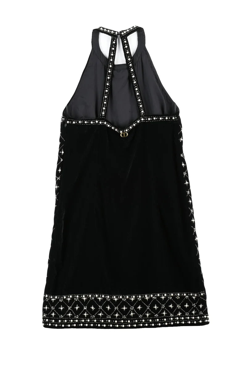 Velvet Dress Pearls - Black