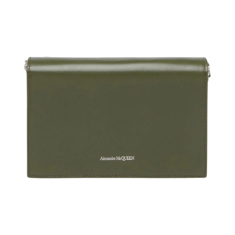 Structured Leather Bag with Skull Embellishment