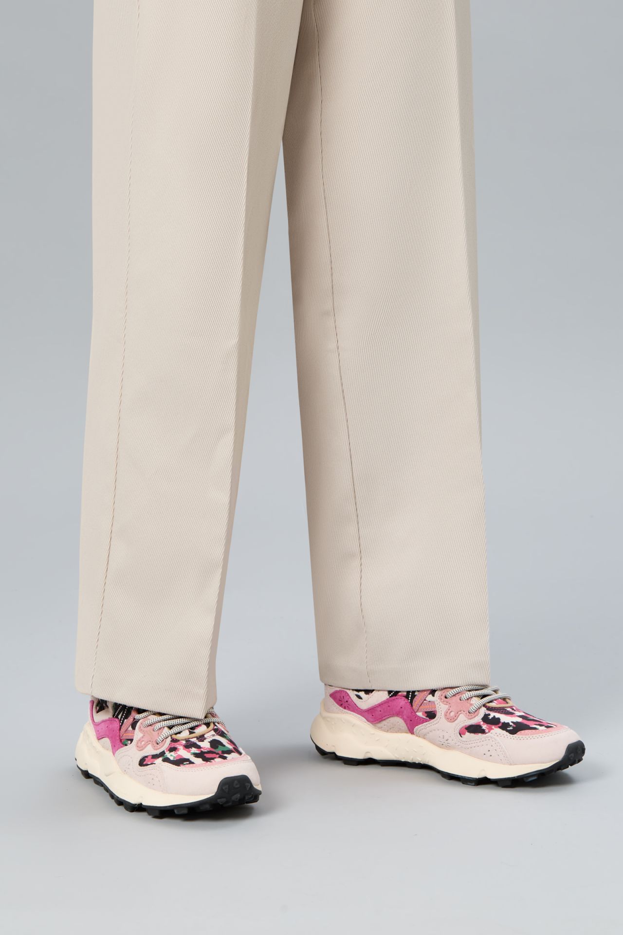 Dynamic Pink and Cream Suede Sneakers