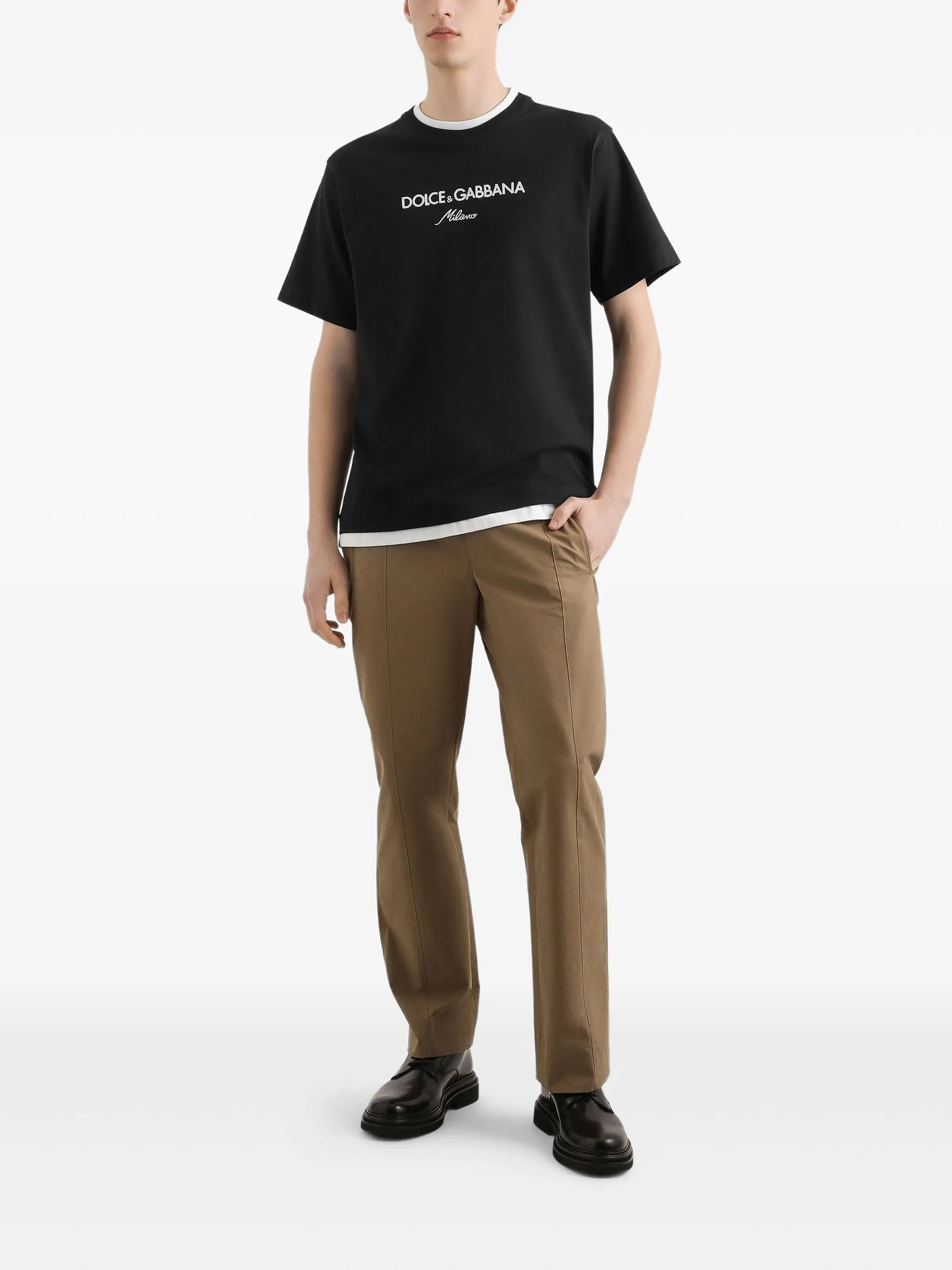 Black Relaxed Fit Contrasting Logo T-Shirt